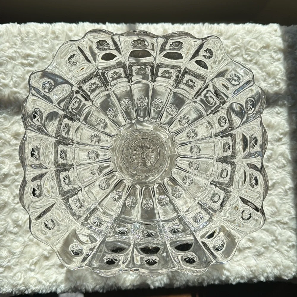 VINTAGE 19th CENTURY~PRISCILLA~PRESSED GLASS MOON~STARS~PRESSED COMPOTE~NICE~KCC